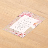桜ラブは開花ブライダルシャワー アクリル招待状 (レイダウン)