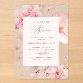 桜ラブは開花ブライダルシャワー アクリル招待状 (正面)