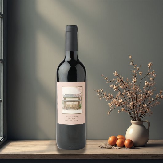 桜伝統的ティーハウス行き先結婚式 ワインラベル