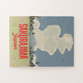 桜島日本レトロ旅行ポスター。 ジグソーパズル (横)