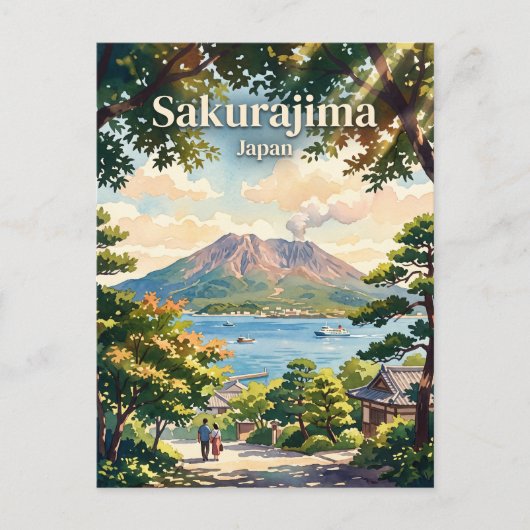 桜島 日本 ポストカード (正面)