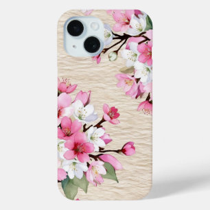 桜彩る和紙の調べ ― 和モダン花柄 iPhone 15ケース