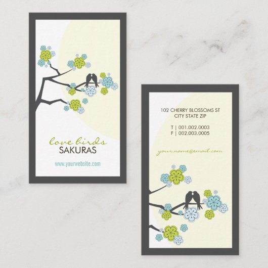 桜愛鳥の桜によっては枝が開花します 名刺 (正面/裏面)