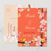 桜日付の結婚はがきを保存 案内ポストカード (正面/裏面)