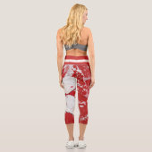 桜日本さくらんぼ花アジアフローラプリント カプリレギンス (裏面)