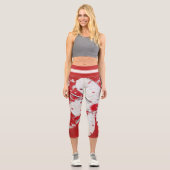 桜日本さくらんぼ花アジアフローラプリント カプリレギンス (正面)