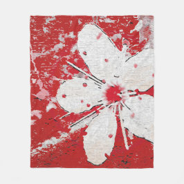 桜日本さくらんぼ花アジアフローラ フリースブランケット