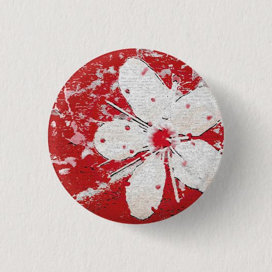 桜日本さくらんぼ花アジアフローラ 缶バッジ (正面)