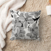 桜日本のさくらんぼツリーブラックアンドホワイト クッション (ブランケット)