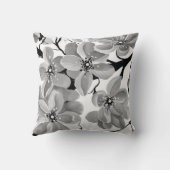 桜日本のさくらんぼツリーブラックアンドホワイト クッション (裏面)