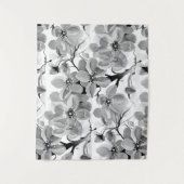 桜日本のさくらんぼツリーブラックアンドホワイト タペストリー (正面)