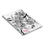 桜日本のさくらんぼツリーブラックアンドホワイト ノートブック (右側)