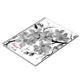 桜日本のさくらんぼツリーブラックアンドホワイト ノートブック (左側)