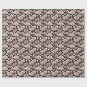 桜日本のさくらんぼピンクとブラック ラッピングペーパー (フラット)