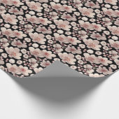 桜日本のさくらんぼピンクとブラック ラッピングペーパー (角)