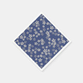 桜日本のさくらんぼブルーホワイト スタンダードカクテルナプキン (角)