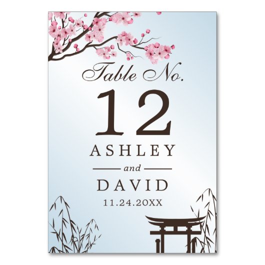 桜日本のさくらんぼブロッサムアジアテーブル番号 テーブルナンバー (裏面)