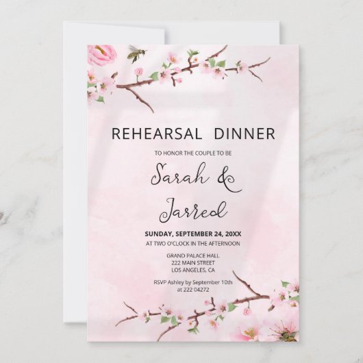 桜日本のさくらんぼブロッサムアジアリハーサル 招待状 (正面)