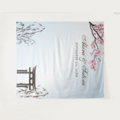 桜日本のさくらんぼブロッサムアジア写真の背景 タペストリー (正面(横))