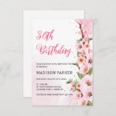 桜日本のさくらんぼブロッサムアジア誕生日 招待状 (正面/裏面)