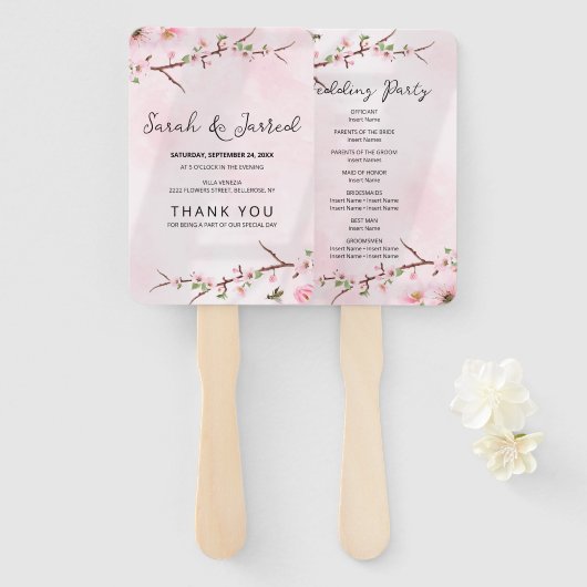 桜日本のさくらんぼブロッサムアジア ハンドファン (正面&裏面)