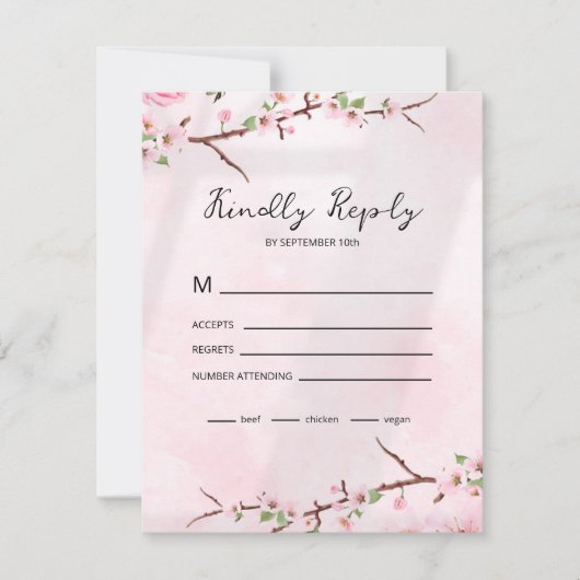 桜日本のさくらんぼブロッサムアジア 出欠カード (正面)