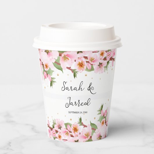 桜日本のさくらんぼブロッサムアジア 紙コップ (裏面)