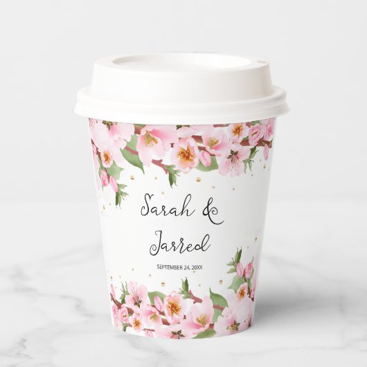 桜日本のさくらんぼブロッサムアジア 紙コップ (正面)