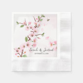 桜日本のさくらんぼブロッサムアジア 縁ありカクテルナプキン (正面)