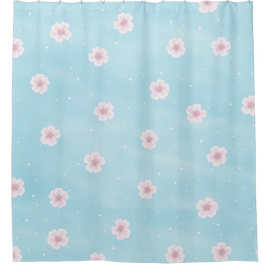 桜日本のさくらんぼブロッサムフローラ シャワーカーテン (正面)