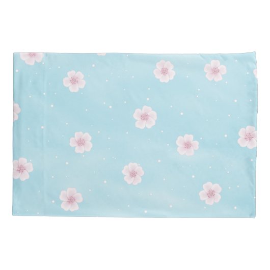 桜日本のさくらんぼブロッサムフローラ 枕カバー (裏面-左)