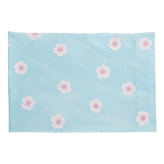 桜日本のさくらんぼブロッサムフローラ 枕カバー (裏面-右)