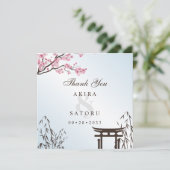 桜日本のさくらんぼブロッサム結婚アジア サンキューカード (スタンド正面)