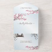桜日本のさくらんぼブロッサム結婚アジアAll I オールインワン招待状 (外側)