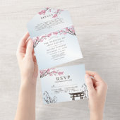 桜日本のさくらんぼブロッサム結婚アジアAll I オールインワン招待状 (貼ってはがせる)