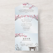 桜日本のさくらんぼブロッサム結婚アジアAll I オールインワン招待状 (内側)