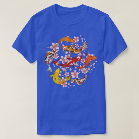 桜日本のさくらんぼブロッサム錦鯉コイ Tシャツ (デザイン正面)