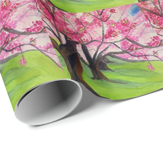 桜日本のさくらんぼブロッサム ラッピングペーパー (ロールコーナー)