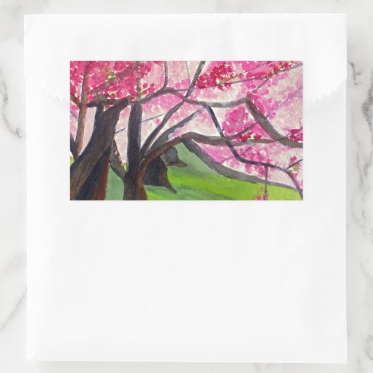 桜日本のさくらんぼブロッサム 長方形シール (バッグ)