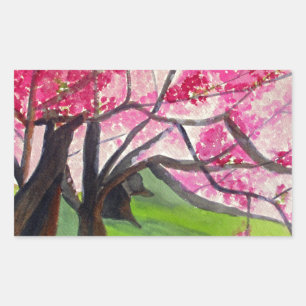 桜日本のさくらんぼブロッサム 長方形シール