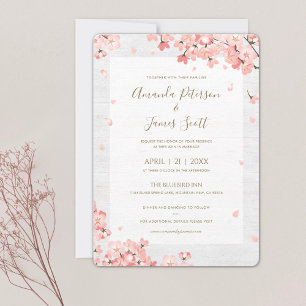 桜日本のさくらんぼ結婚式招待状