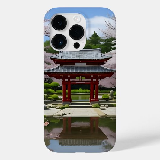 桜日本のさくらんぼ花咲き園神社池 Case-Mate iPhoneケース (裏面)