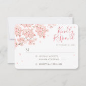 桜日本のさくらんぼ花婚式RSVPカード 招待状 (正面)