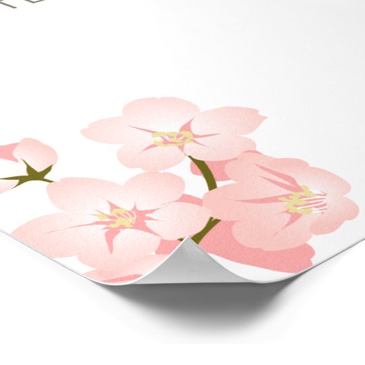 桜日本のさくらんぼ花結婚の歓迎 ポスター (角)