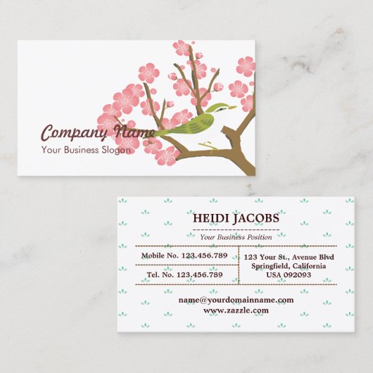 桜日本のさくらんぼ 名刺 (正面/裏面)