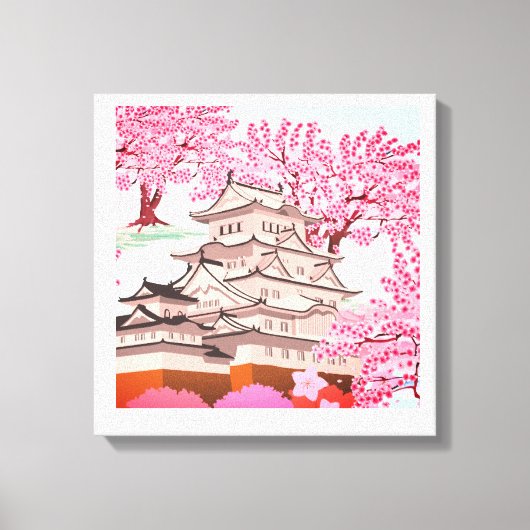 桜日本のキャッスルアート – さくらんぼブロッサム春 キャンバスプリント (正面)