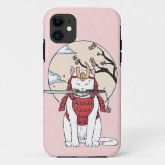 桜日本のサムライ猫ポスター iPhone 11 ケース