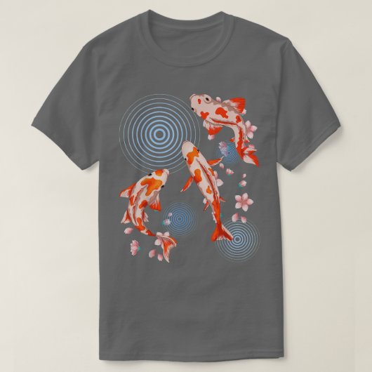 桜日本のフィッシュさくらんぼブロッサム錦鯉コイ Tシャツ (デザイン正面)