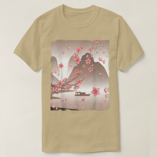 桜日本のフラワージャパン山フローラシェル Tシャツ (デザイン正面)