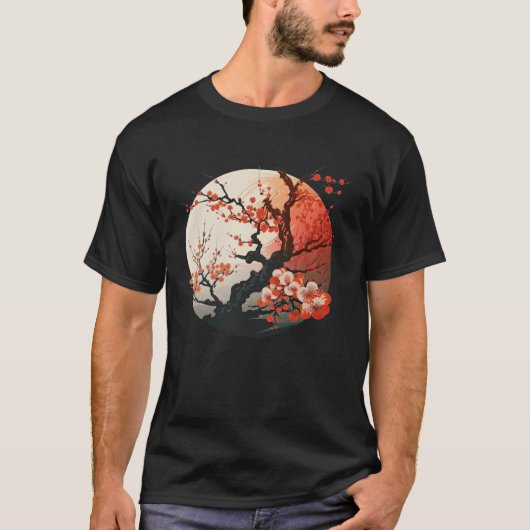 桜日本の日本さくらんぼ梅花 Tシャツ (正面)
